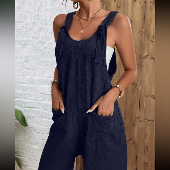 Boho burgundy cami jumpsuit with pockets - Picture 10 of 15